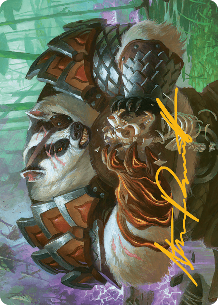 Hugs, Grisly Guardian Art Card (Gold-Stamped Signature) [Bloomburrow Art Series] | Odin's Place