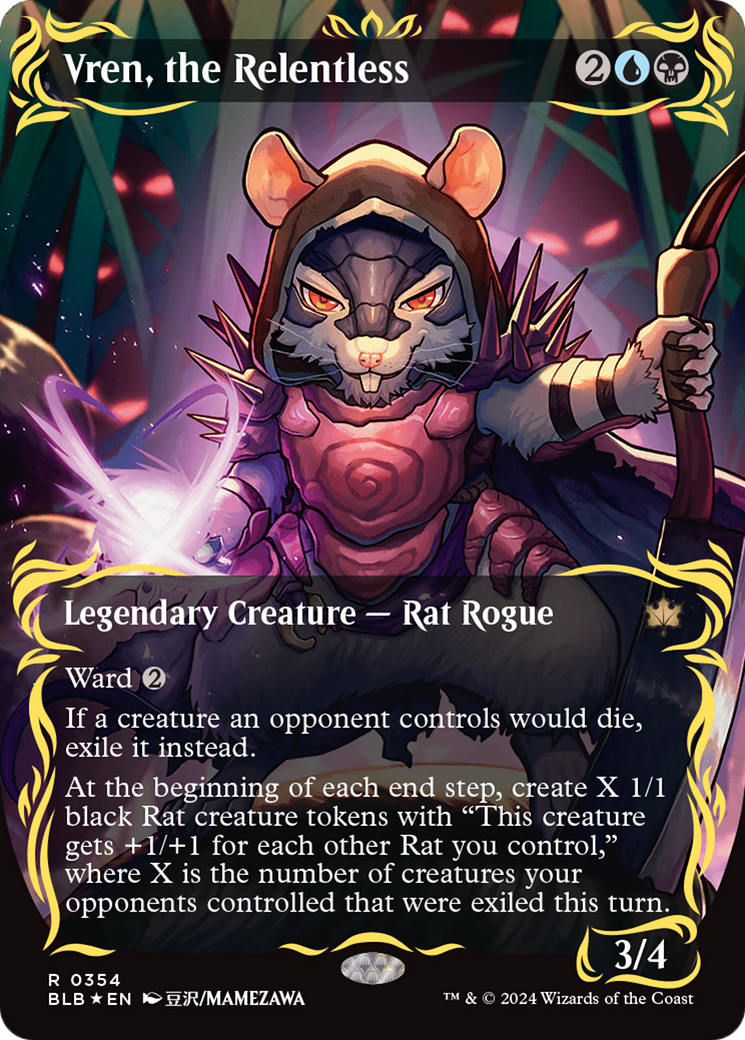 Vren, the Relentless (Borderless) (Raised Foil) [Bloomburrow] | Odin's Place