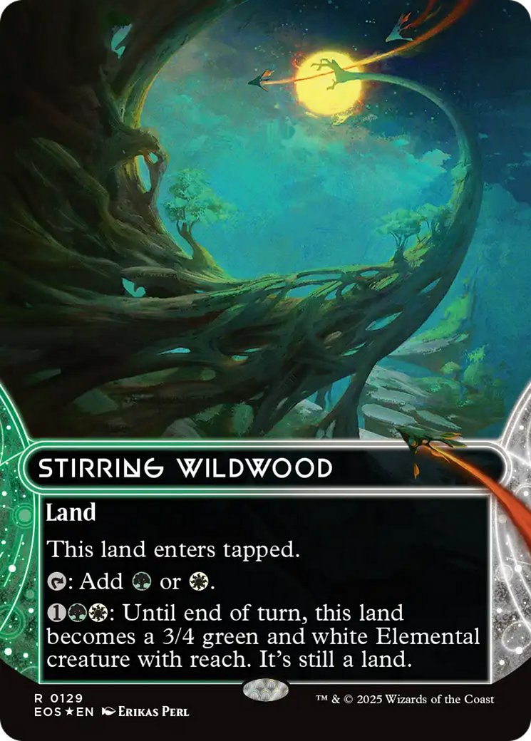 Stirring Wildwood (0129) (Borderless) (Galaxy Foil) [Edge of Eternities: Stellar Sights] | Odin's Place