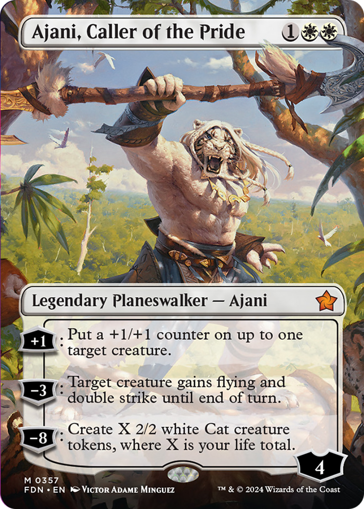 Ajani, Caller of the Pride (Borderless) [Foundations] | Odin's Place