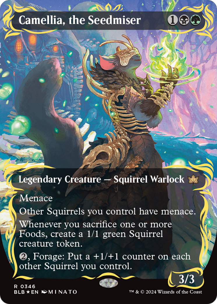 Camellia, the Seedmiser (Borderless) (Raised Foil) [Bloomburrow] | Odin's Place