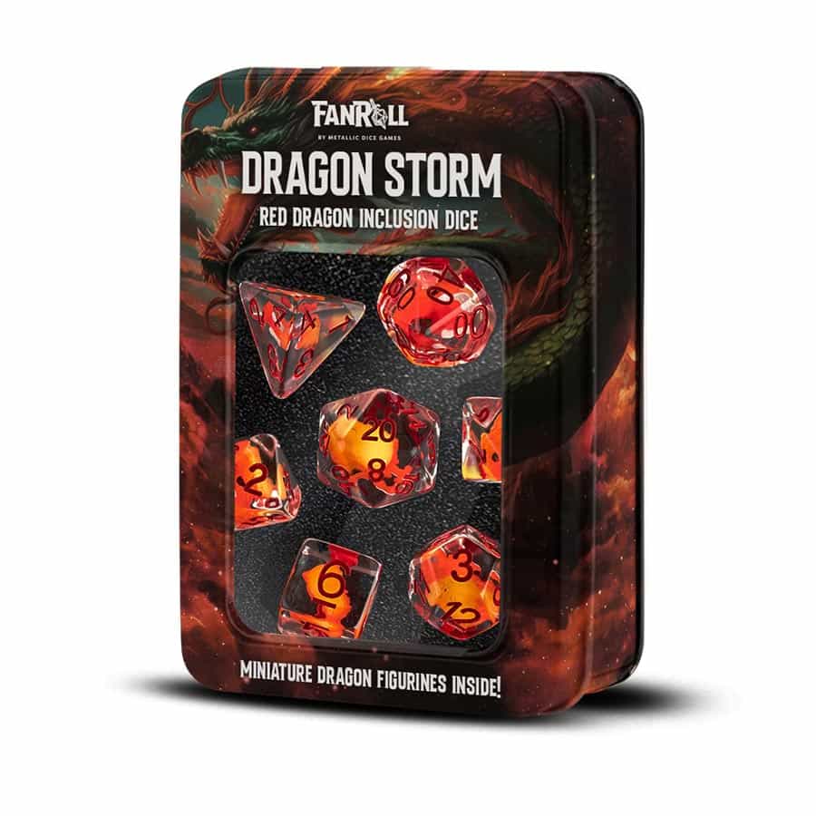 Fanroll Dragon Storm Inclusion Resin Dice Set: Red Dragon | Odin's Place