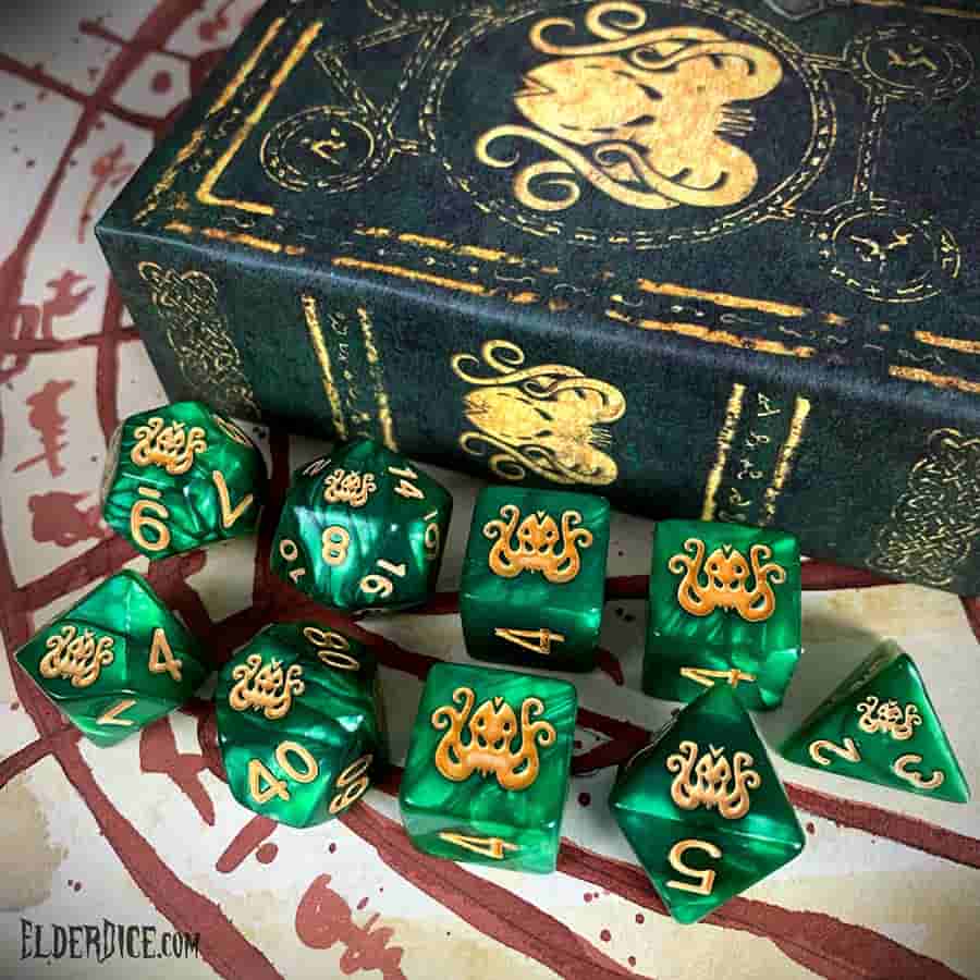 Elder Dice: Brand of Cthulhu Poly 7 Drowned Green | Odin's Place