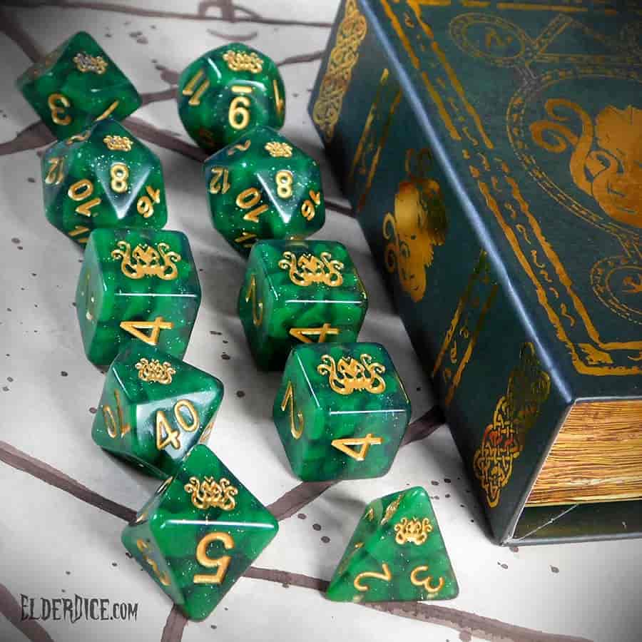 Elder Dice: Brand of Cthulhu Poly 7 Glass and Wax | Odin's Place
