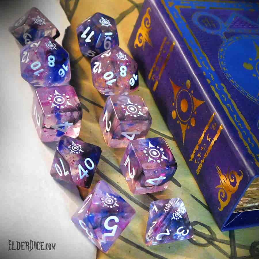 Elder Dice: Sigil of the Dremlands Poly 7 Set Glass and Wax | Odin's Place