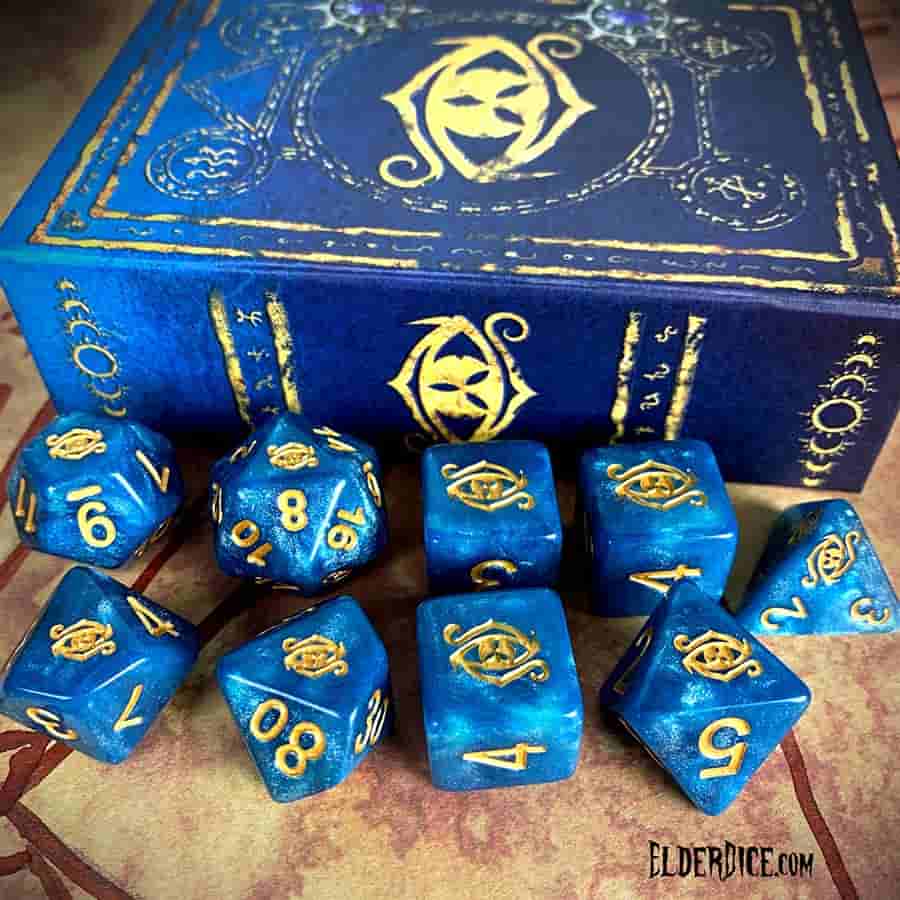 Elder Dice: Eye of Chaos Poly 7 Set Lapis Lazuli and Gold | Odin's Place