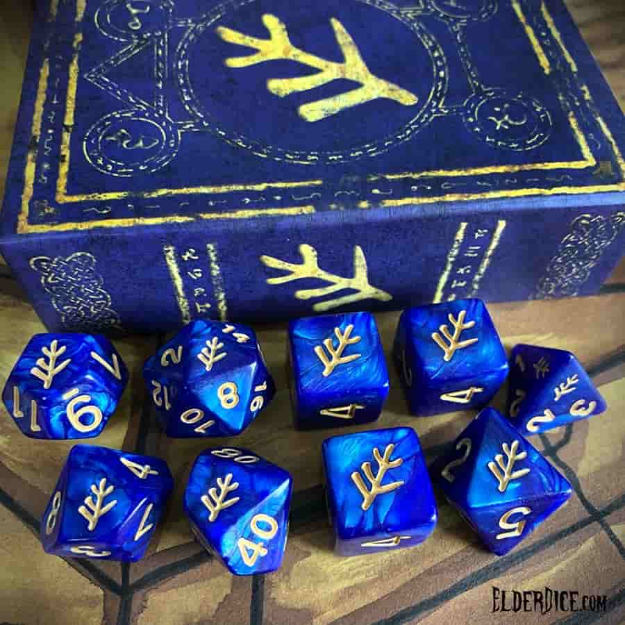 Elder Dice: Elder Sign Poly 7 Set Blue Aether | Odin's Place