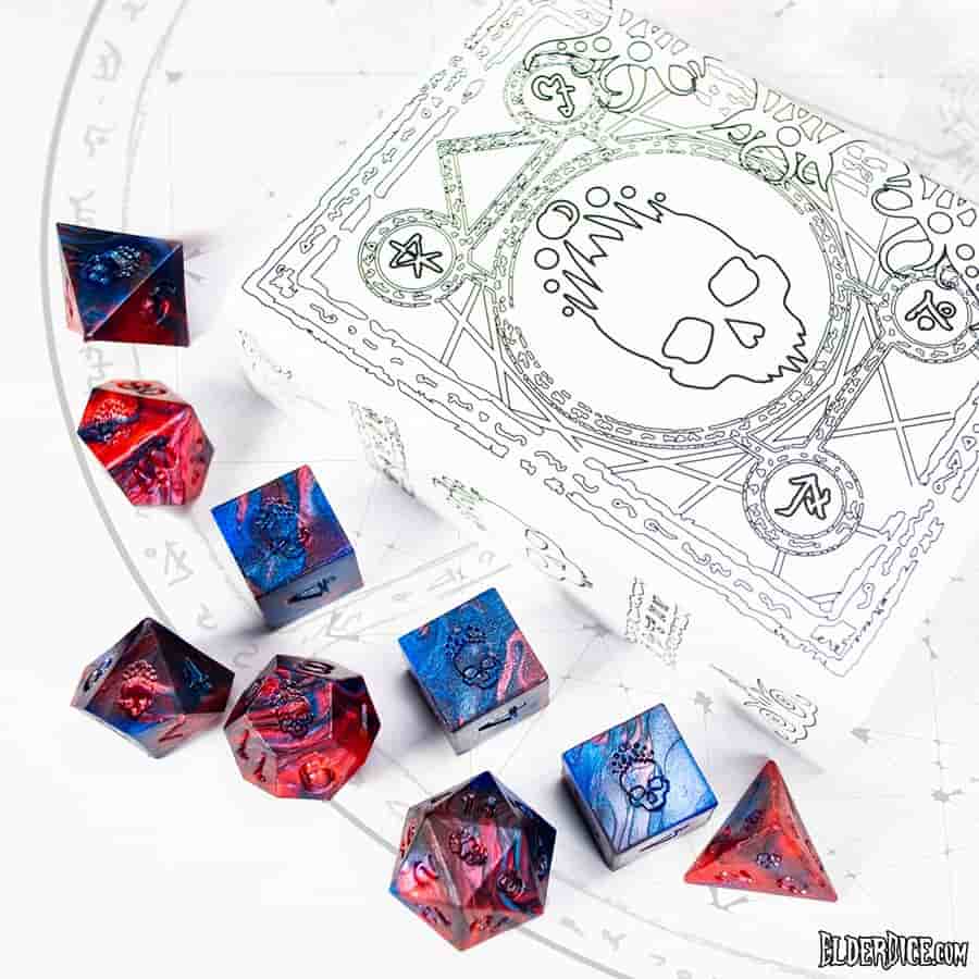 Elder Dice: Mark of the Necronomicon Poly 7 Set Blood and Magick Raw | Odin's Place