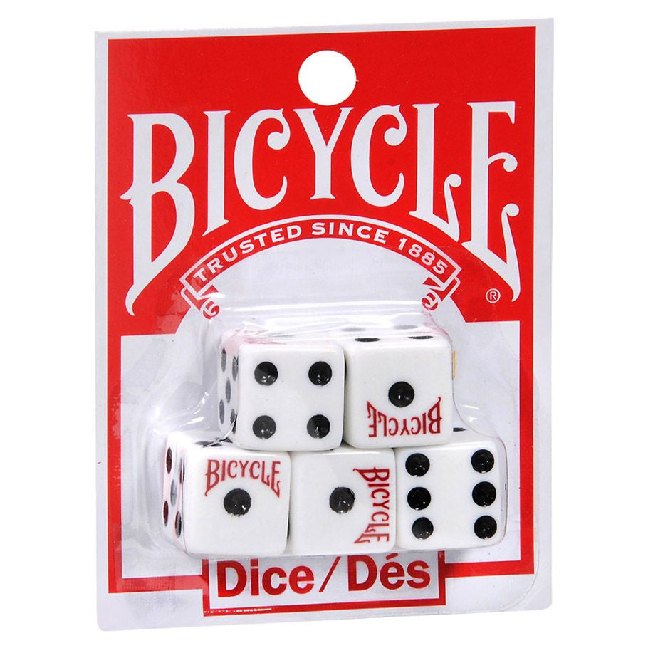 Bicycle: D6 Dice Pack - Opaque White w/Black (5 dice) | Odin's Place