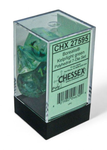 Chessex Borealis: Polyhedral Kelp/light green Luminary 7-Die Set | Odin's Place