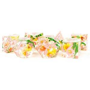 Fanroll Poly 7 Sharp Edge Dice Set: Chrysanthemum | Odin's Place