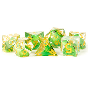 Fanroll Poly 7 Sharp Edge Dice Set: Frog Dice | Odin's Place