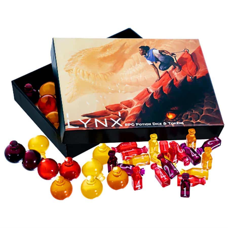 Lynx Healing Potion Markers and Dice: Set of 24 Dice and 15 Potion Tokens | Odin's Place