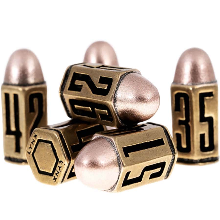 Lynx Six D6 Bullet Dice Set In Brass Metal | Odin's Place