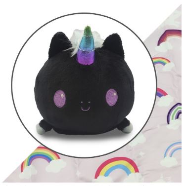 Plushie Tote Bag: Pink Rainbows Tote Bag + Black Unicorn Plushie | Odin's Place