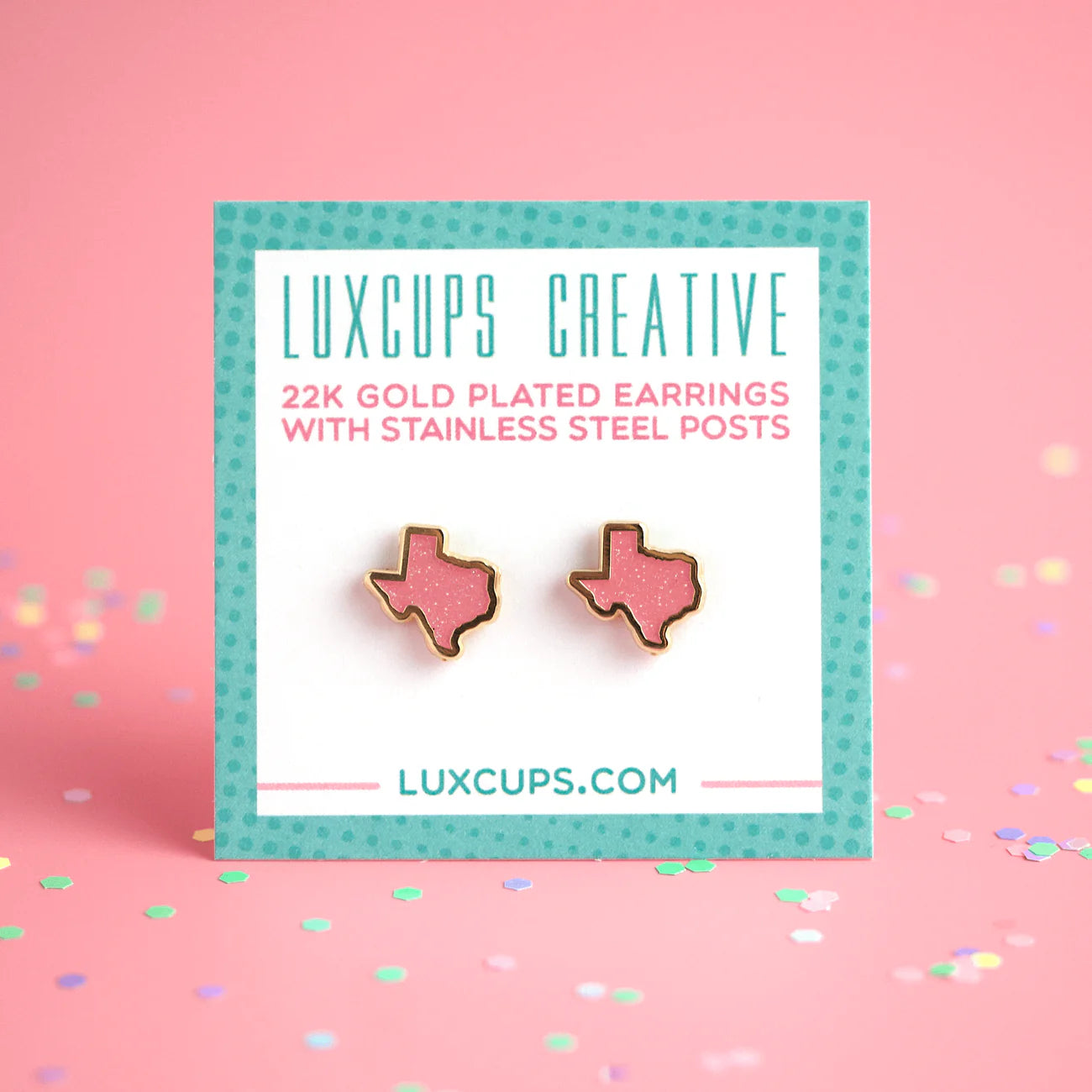 Texas Glitter Pink Earrings | Odin's Place