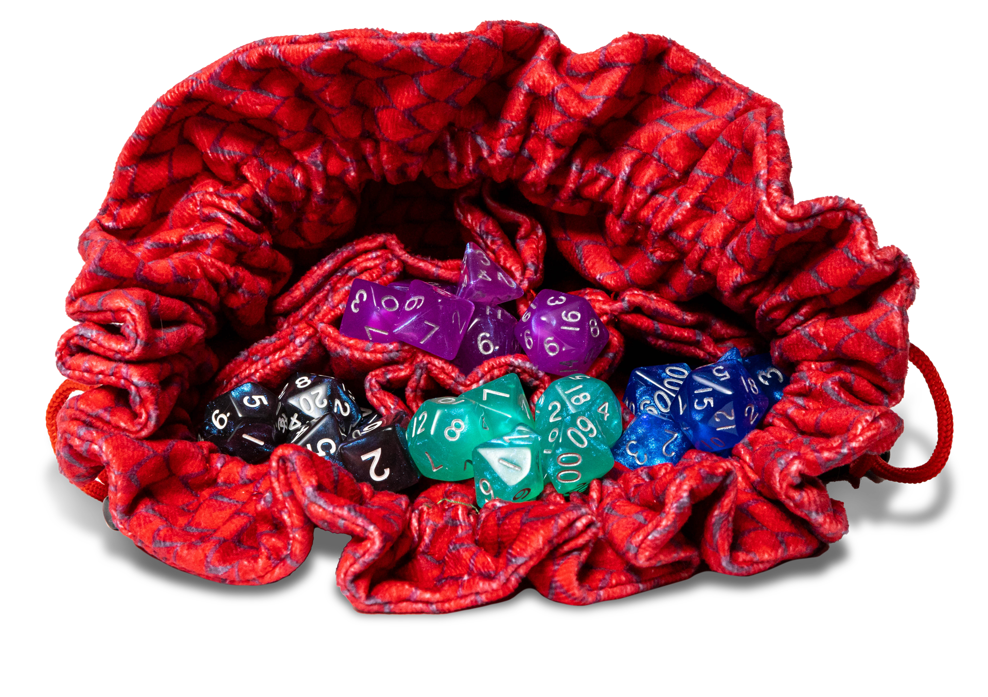 Fanroll Dragon Storm Velvet Compartment Dice Bag: Red Dragon Scales | Odin's Place