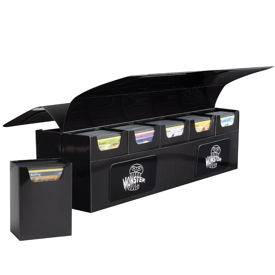 Monster Magnetic Deck Boxes: Deca 10-Deck Box with Removable Compartments: Black | Odin's Place