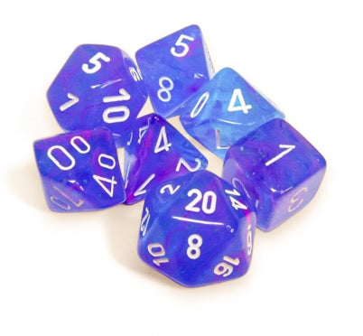 Chessex Nebula: Polyhedral Aura/white Luminary 7-Die Set | Odin's Place