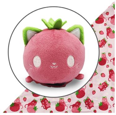 Plushie Tote Bag: Pink Strawberry Cats Tote Bag + Pink Strawberry Cat Plushie | Odin's Place