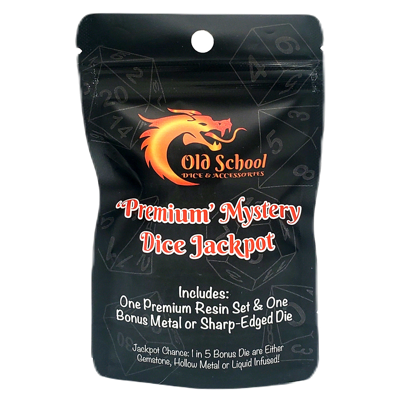 Old School Dice: Mystery Dice Jackpot - Premium: 7-Piece Resin Set w/ Bonus Metal/Sharp Edged Die | Odin's Place
