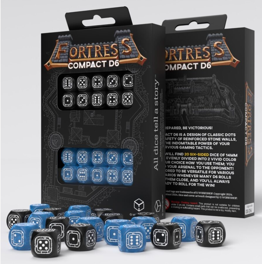 Q Workshop Fortress Compact D6 Set Black and Blue | Odin's Place