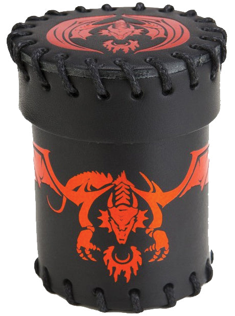 Q Workshop Dragon Dice Cup Black and Red Leather | Odin's Place