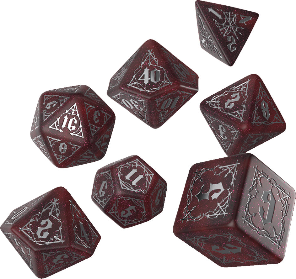 Bloodsucker Shimmering Dice Set: Red & Silver (7) | Odin's Place