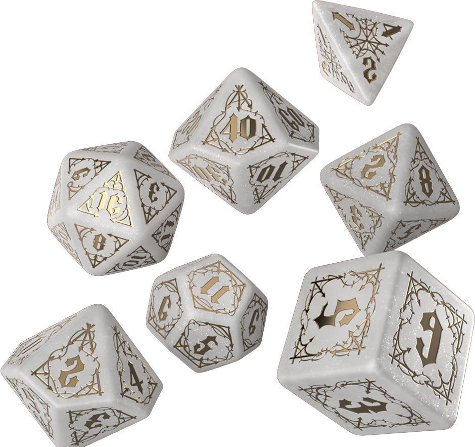 Bloodsucker Shimmering Dice Set: White & Gold (7) | Odin's Place