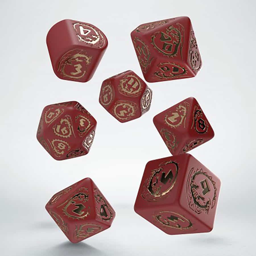 Q Workshop Dragon's Modern Dice Set Red and Gold | Odin's Place