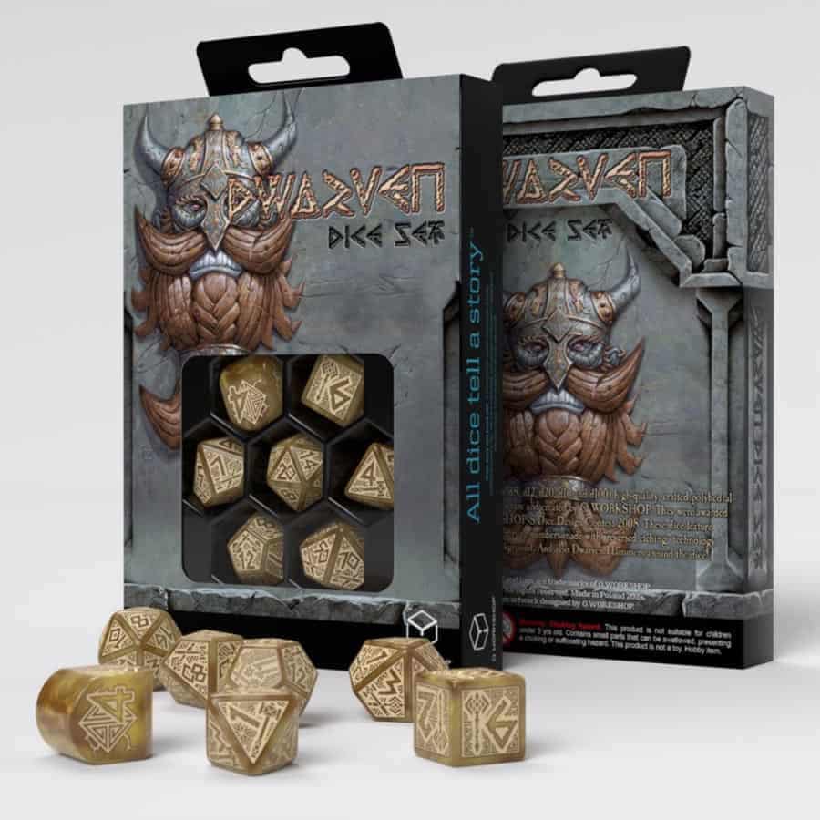 Q Workshop Dwarven Dice Set: Gold | Odin's Place