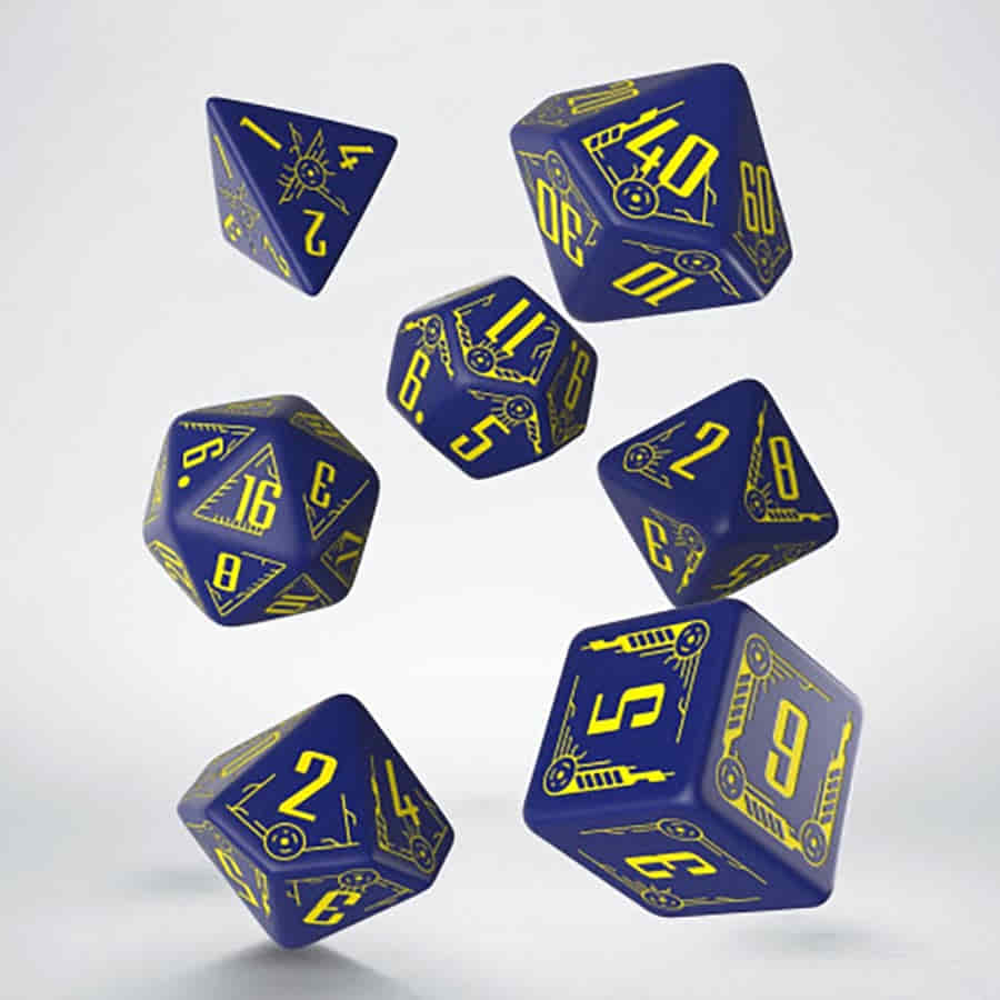 Q Workshop Navy Yellow 7ct Dice Set | Odin's Place