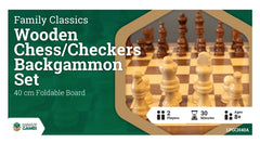 Wooden Chess/Checkers/Backgammon Set (40 CM) with Folding Board | Odin's Place