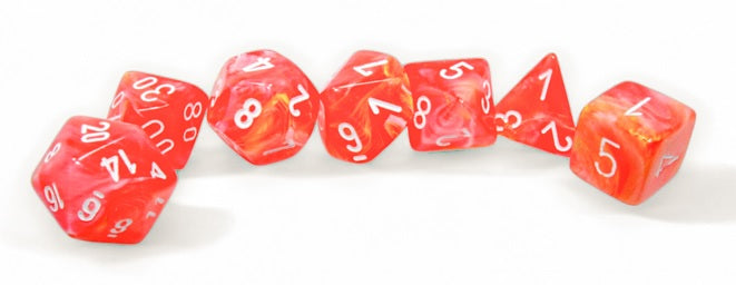 Chessex Festive: Polyhedral Dahlia/white Luminary 7-Die Set | Odin's Place
