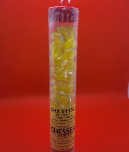 Chessex Crystal Yellow Catseye Glass Stones in Tube (40) | Odin's Place