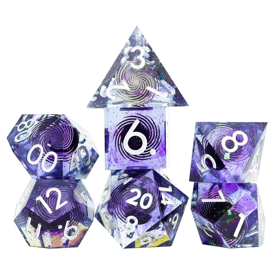 Midnight Poly 7 Sharp Edged Dice Set | Odin's Place