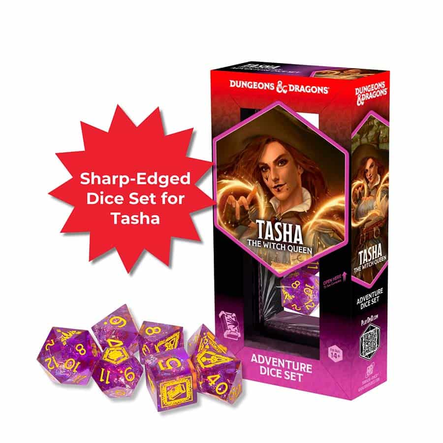 Dungeons & Dragons: Adventurer Dice: Tasha the Witch Queen Sharp Edged Dice Set | Odin's Place