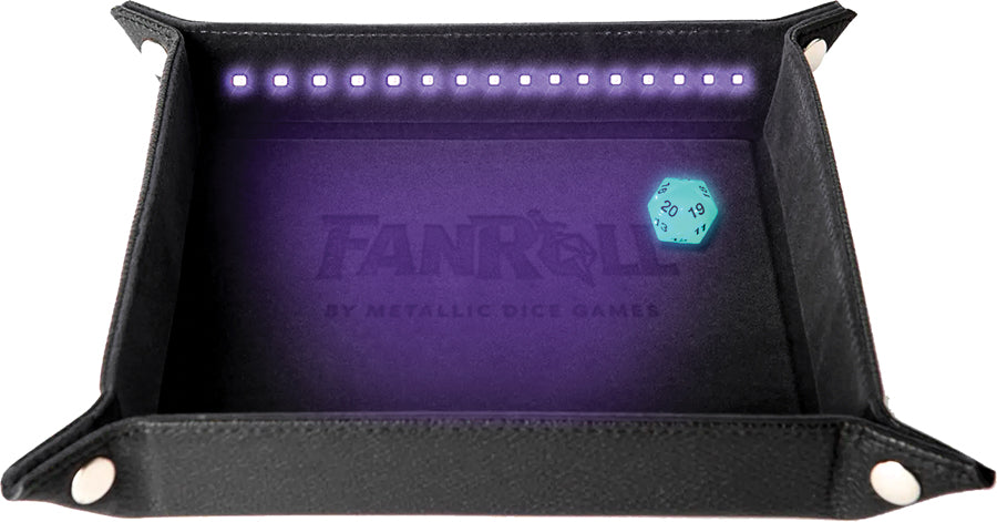 Fanroll Shadow Light Dice Tray with d20: Black | Odin's Place