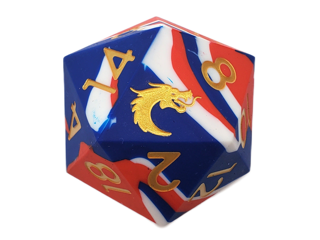 Old School Dice: Silicone 50mm D20 - Red, White & Blue | Odin's Place