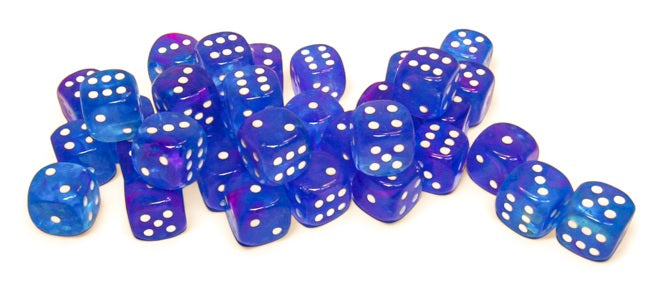 Chessex Nebula: 12mm d6 Aura/white Luminary Dice Block (36 dice) | Odin's Place