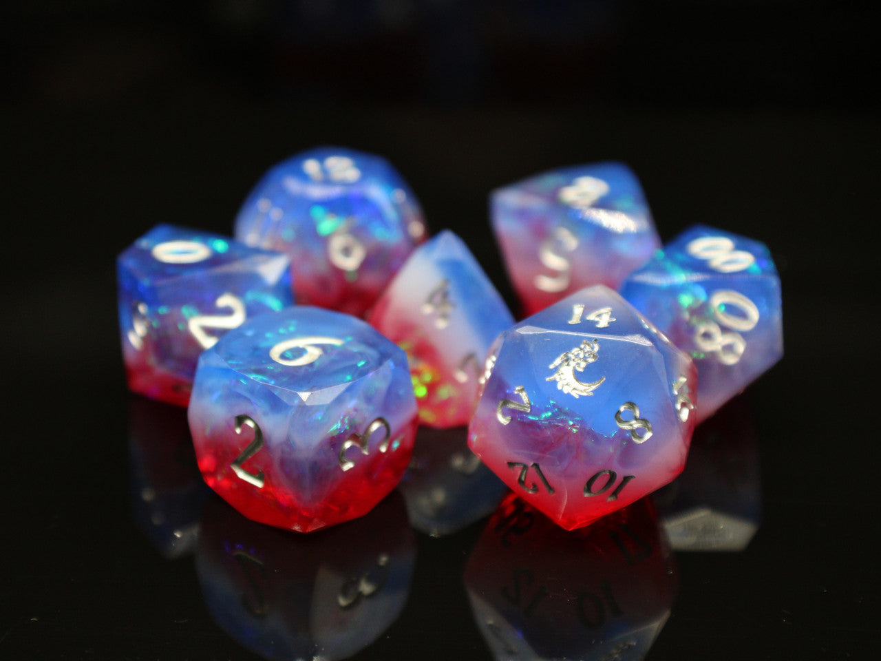 Old School Dice: Sharp Edged 7-Piece Dice Set - Diamond Cut - Star Spangled Banner | Odin's Place