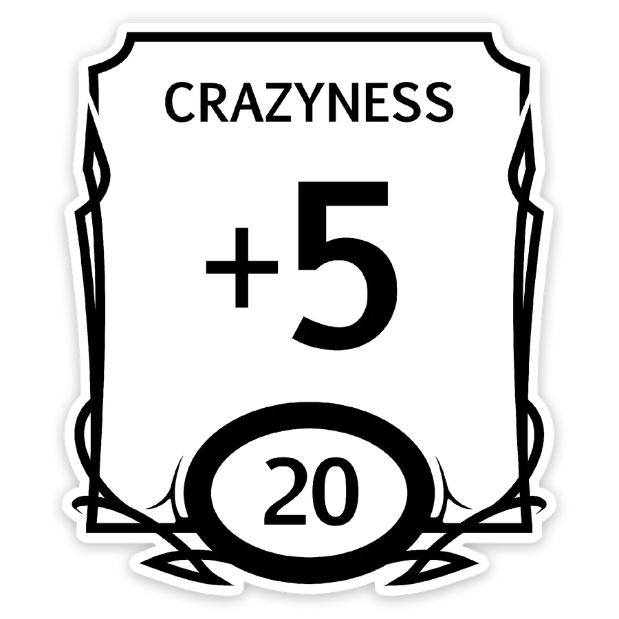 Forged Gaming: Stat Block Waterproof Die Cut Vinyl Sticker: Crazyness | Odin's Place