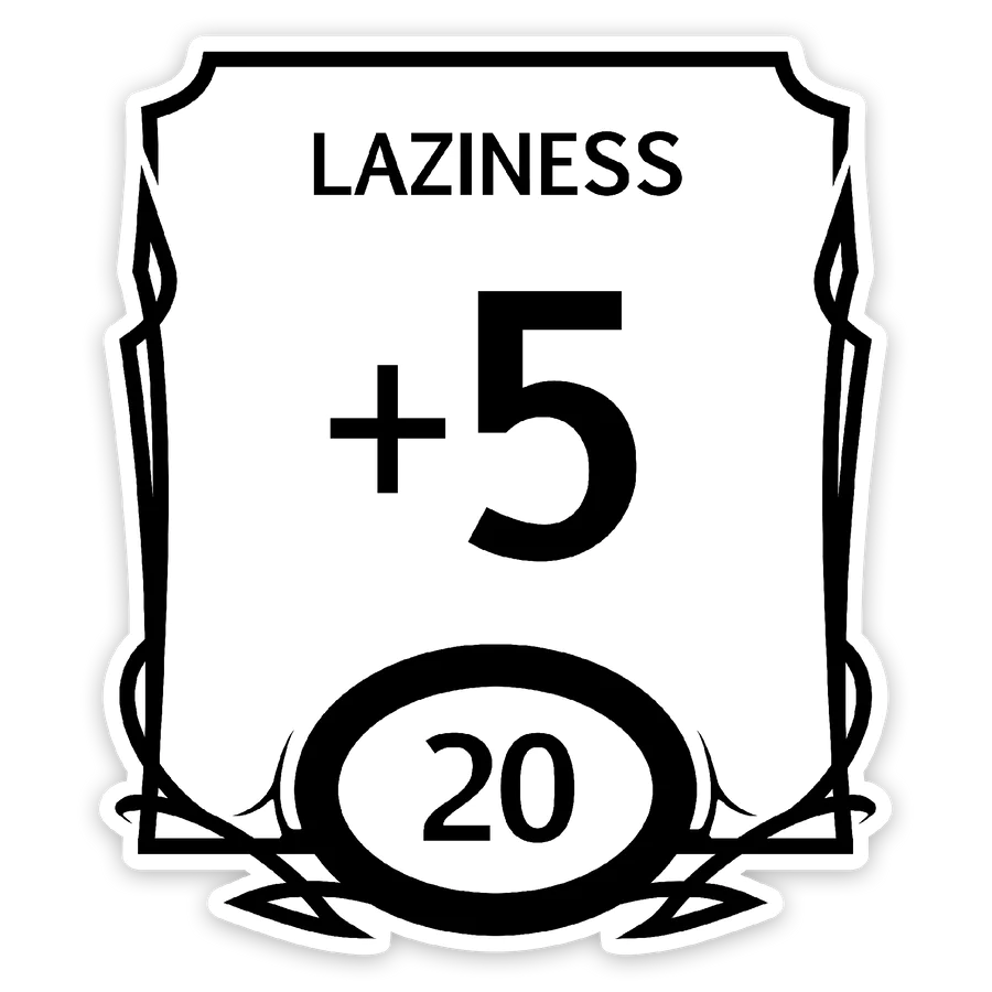 Forged Gaming: Stat Block Waterproof Die Cut Vinyl Sticker: Lazy | Odin's Place