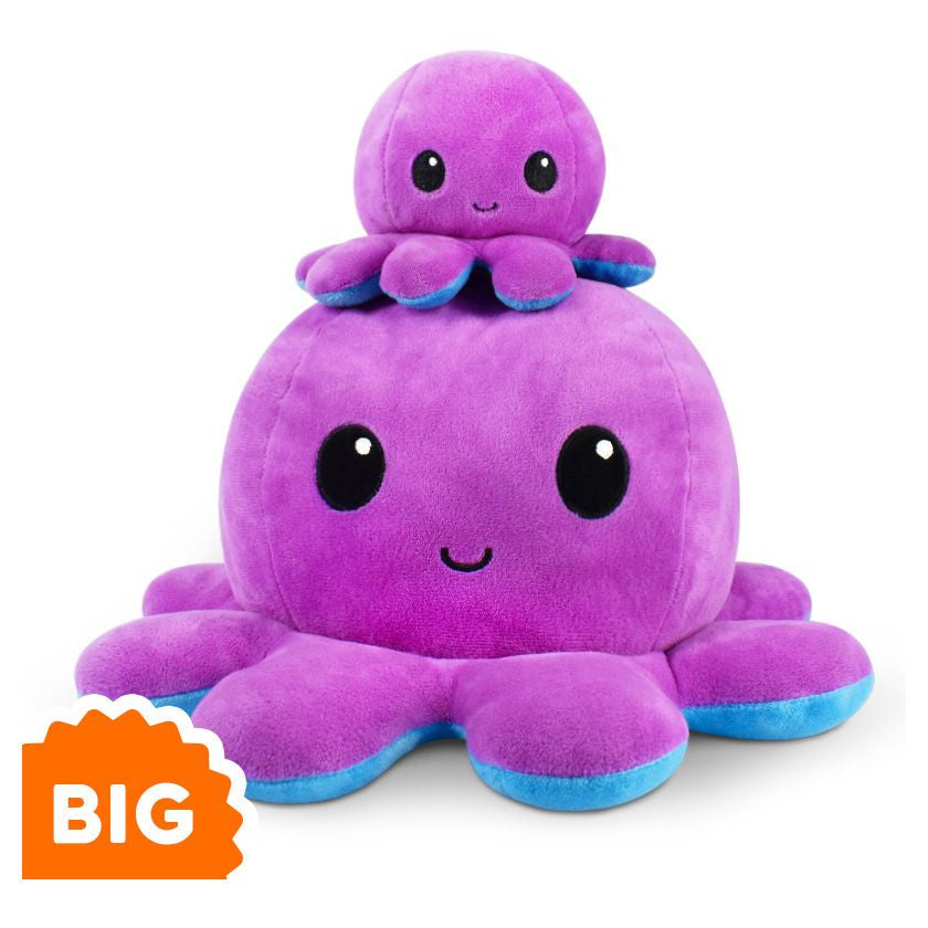 BIG Plush Reversible Octopus: Happy Purple and Angry Blue | Odin's Place