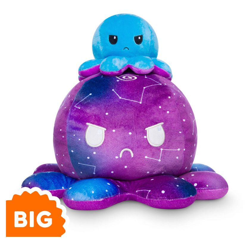 BIG Plush Reversible Octopus: Happy Blue Gradient and Angry Galaxy | Odin's Place