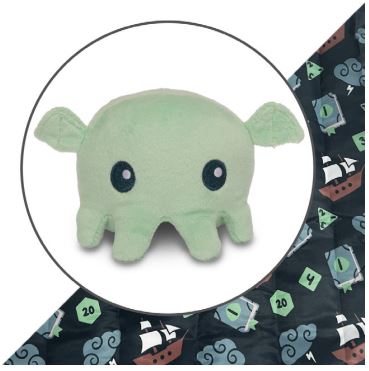 Plushie Tote Bag: Dark Green Tabletop Gaming Tote Bag + Mint Cthulhu Plushie | Odin's Place