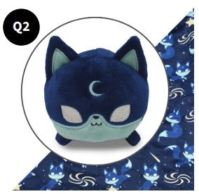 Plushie Tote Bag: Dark Blue Moon Foxes Tote Bag + Dark Blue Moon Fox Plushie | Odin's Place