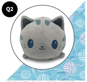 Plushie Tote Bag: Light Blue Knitting Tote Bag + Light Gray Cat Plushie | Odin's Place