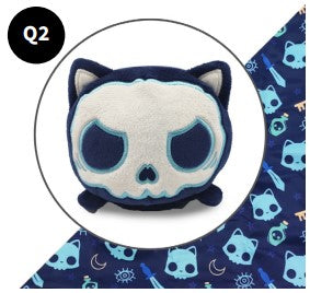 Plushie Tote Bag: Dark Blue Skulls Tote Bag + Dark Blue Skull Cat Plushie | Odin's Place