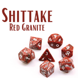 Level Up Dice Shiitake Red Granite Gemstone Poly 7 Dice Set | Odin's Place